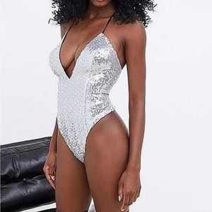NWT For love & lemons sequins bodysuit, size small